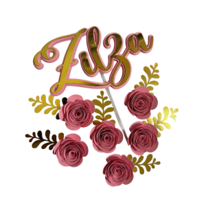 TOPO DE BOLO NOME COM FLORES
