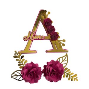 TOPO DE BOLO NOME COM FLORES